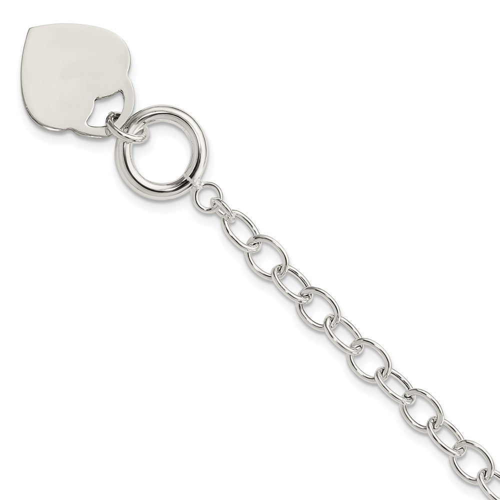 Sterling Silver Oval Link Engraveable Heart Bracelet 8.5 inches