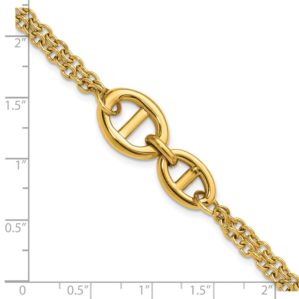 Chisel Stainless Steel Polished Yellow IP-plated Two-Strand 7 inch Plus a 1.25 inch Extension Bracelet 8.25 inches