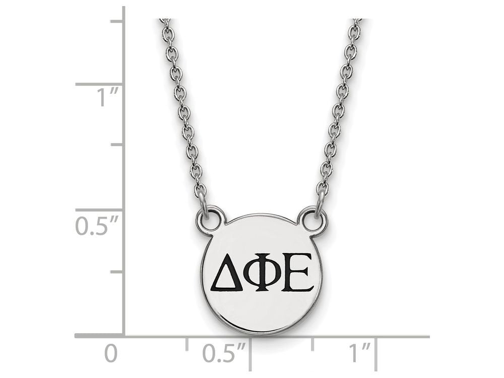 Sterling Silver 18in Official Licensed Greek Sororities Delta Phi Epsilon (???) XS Enamel Pendant w/Necklace
