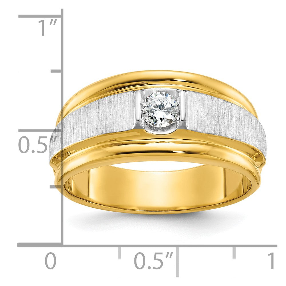 14k Two-tone IBGoodman Men's Polished and Satin 1/4 carat Diamond Complete Ring