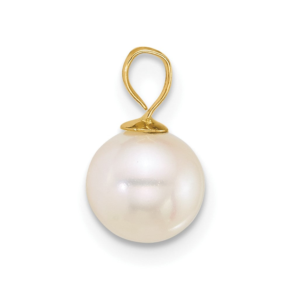 10k Polished 7-8mm Round White Freshwater Cultured Pearl Pendant