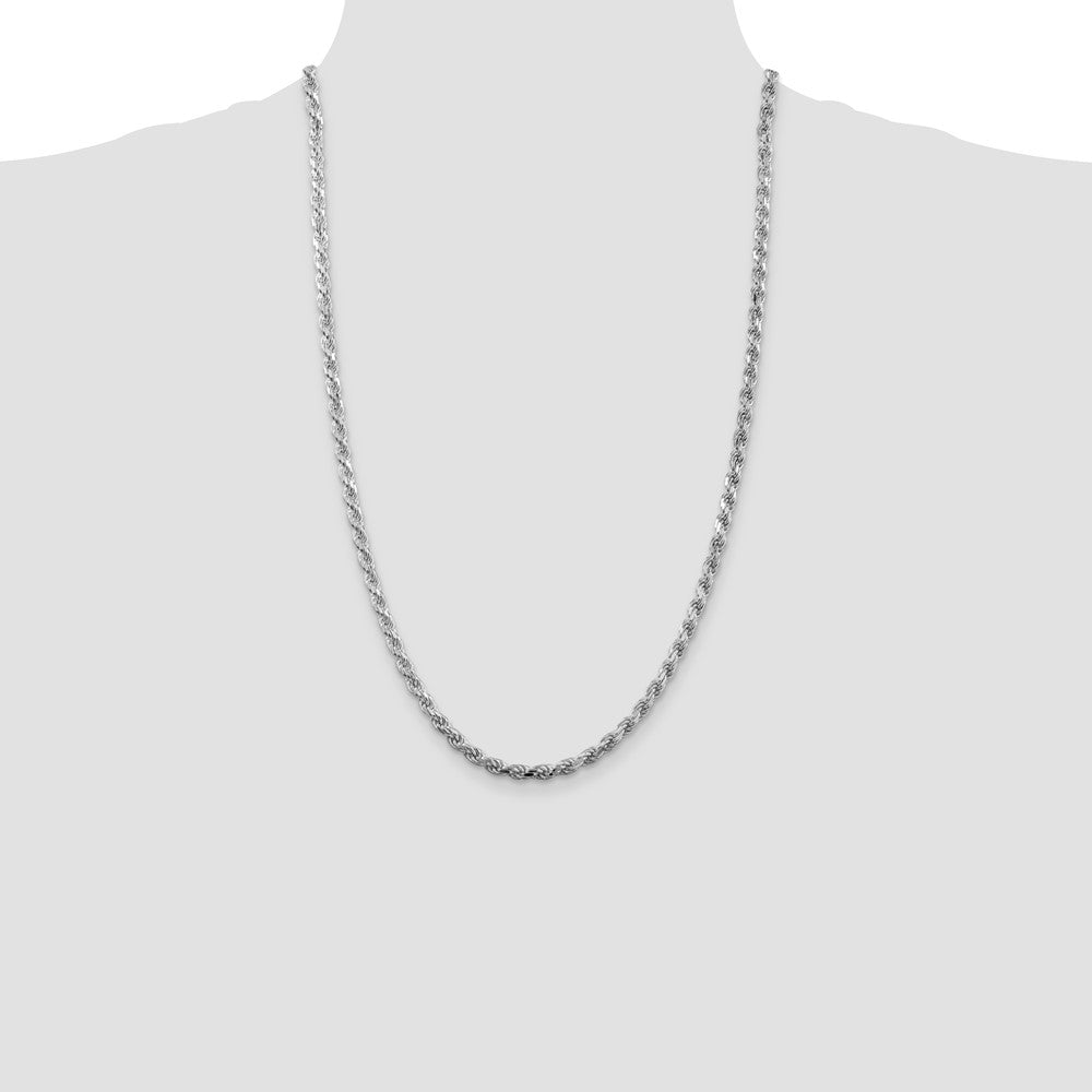 Sterling Silver Rhodium-plated 4.25mm Diamond-cut Rope Chain 26 Inches