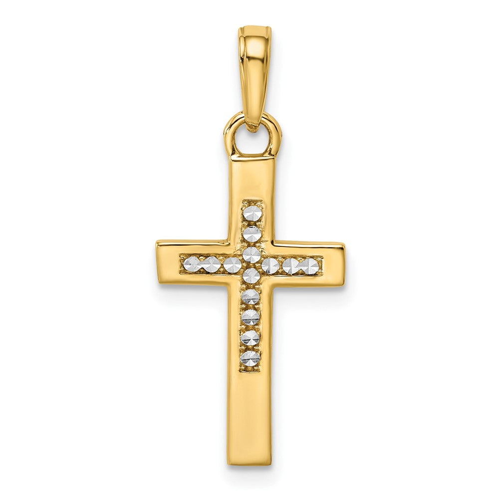 14K w/Rhodium D/C Cross Pendant