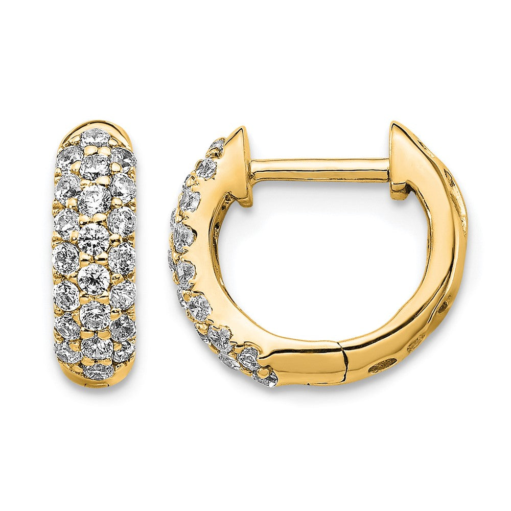 14K Gold 1/2 Carat Diamond Pavé Hinged Hoop Earrings