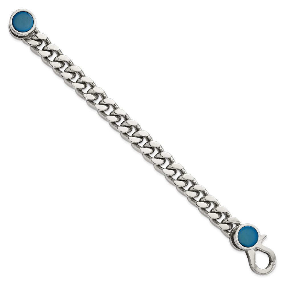 Stainless Steel Polished Blue IP-plated Link 8in Bracelet 8 inches