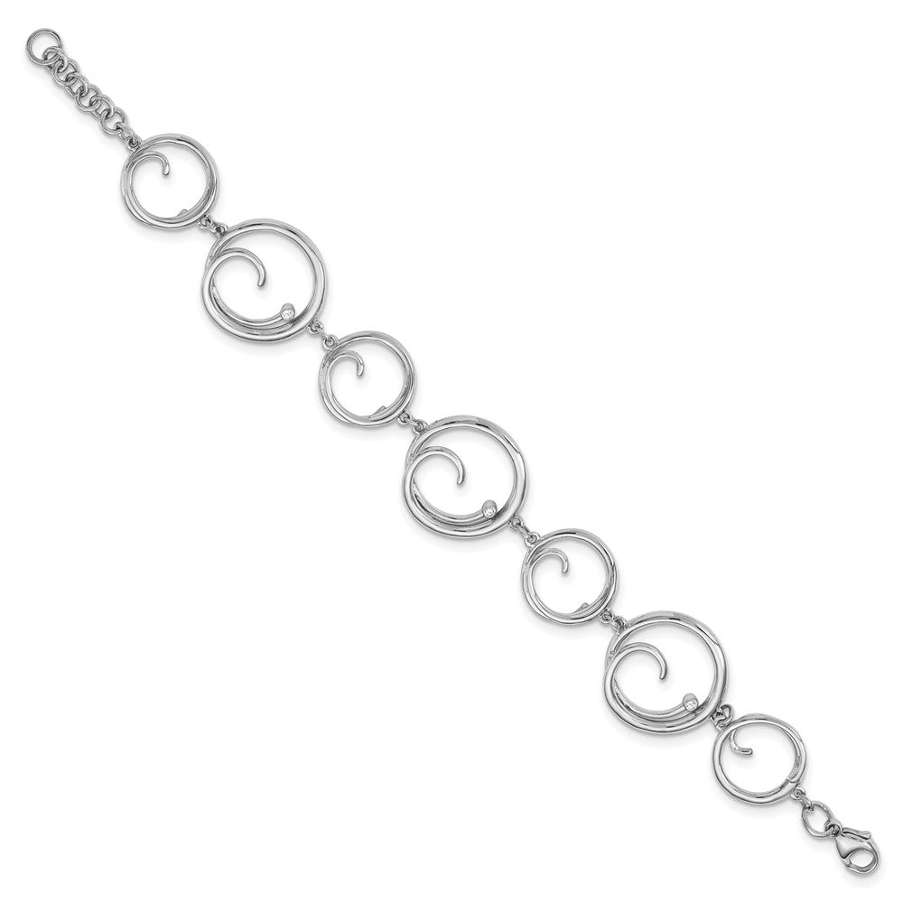 White Ice Sterling Silver Rhodium-plated 7 Inch Diamond Swirl Bracelet with 1 Inch Extender 7 inches