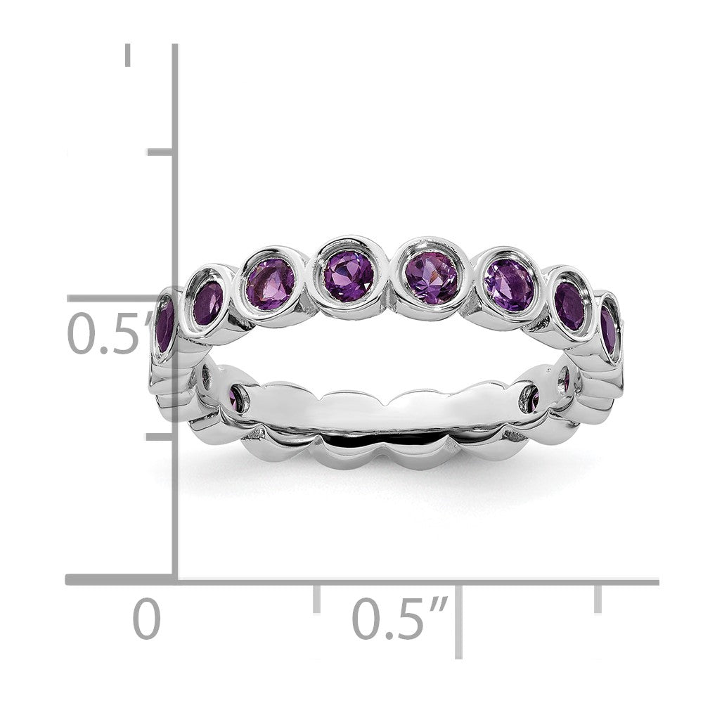 Sterling Silver Stackable Expressions Amethyst Ring Size -7