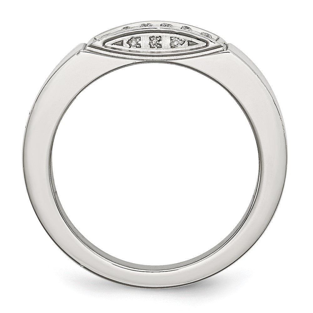 Stainless Steel Polished 1/10ct Diamond 9.5mm Band Size - 11