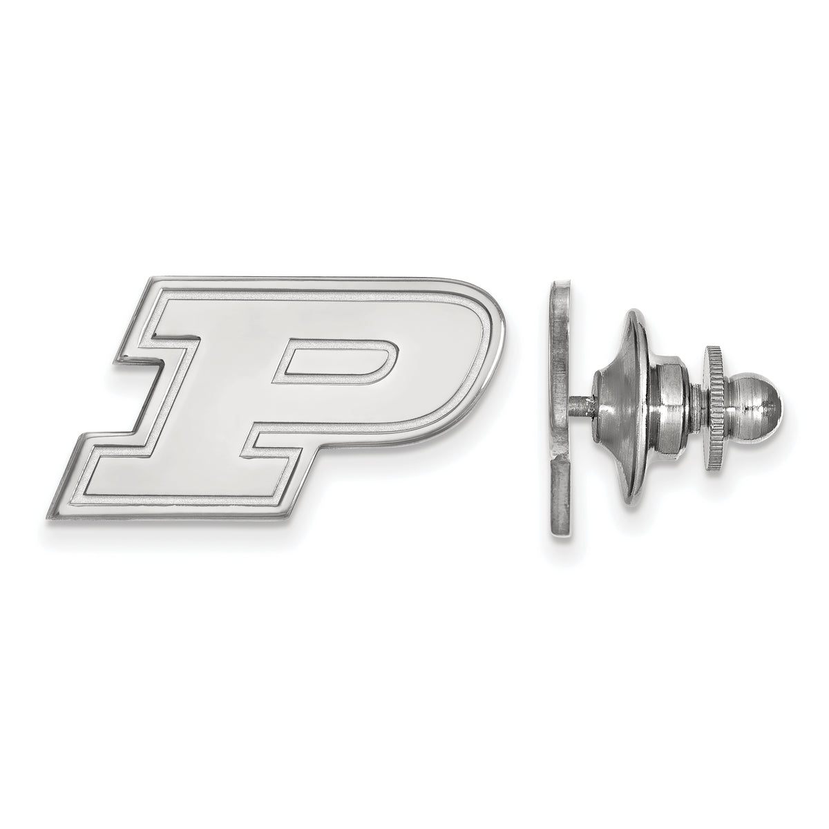 LogoArt Sterling Silver Rhodium-plated Purdue Lapel Pin