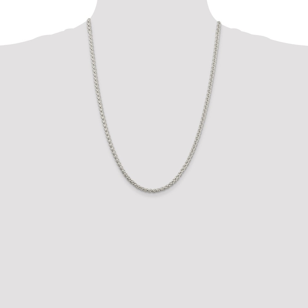 Sterling Silver 4mm Round Spiga Chain 24 Inches