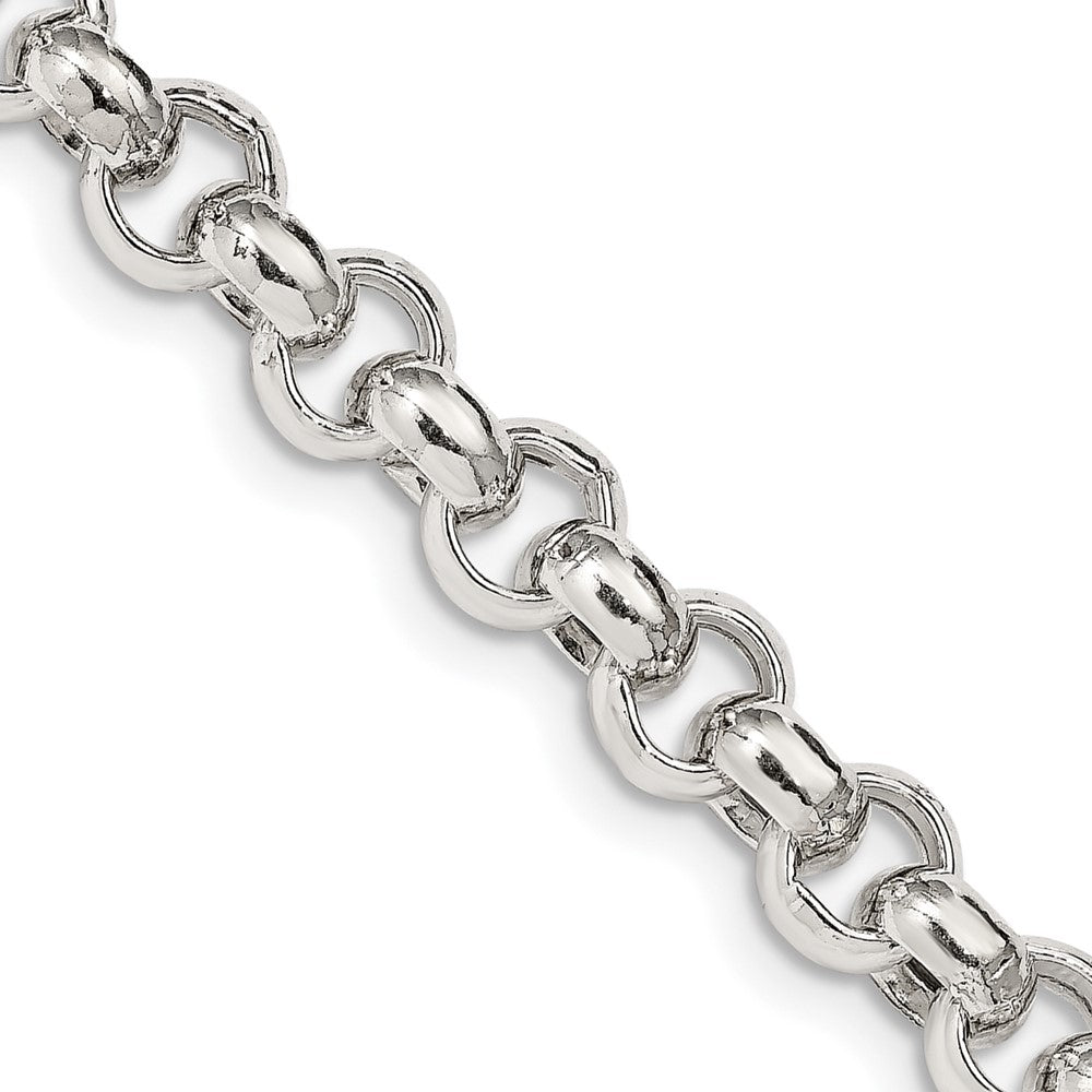 Sterling Silver 7.75mm Semi-solid Rolo Chain 18 Inches