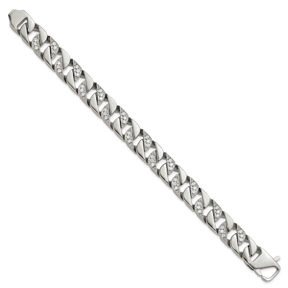 Stainless Steel Polished with CZ 8.5in Bracelet 8.5 inches
