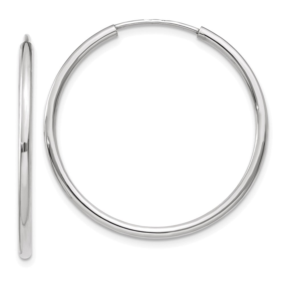 14k White Gold 1.00mm Polished Endless Tube Hoop Earrings