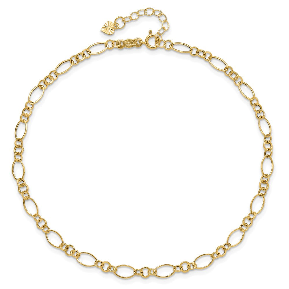 14k Fancy Link 9in with 1in ext Anklet 10 inches
