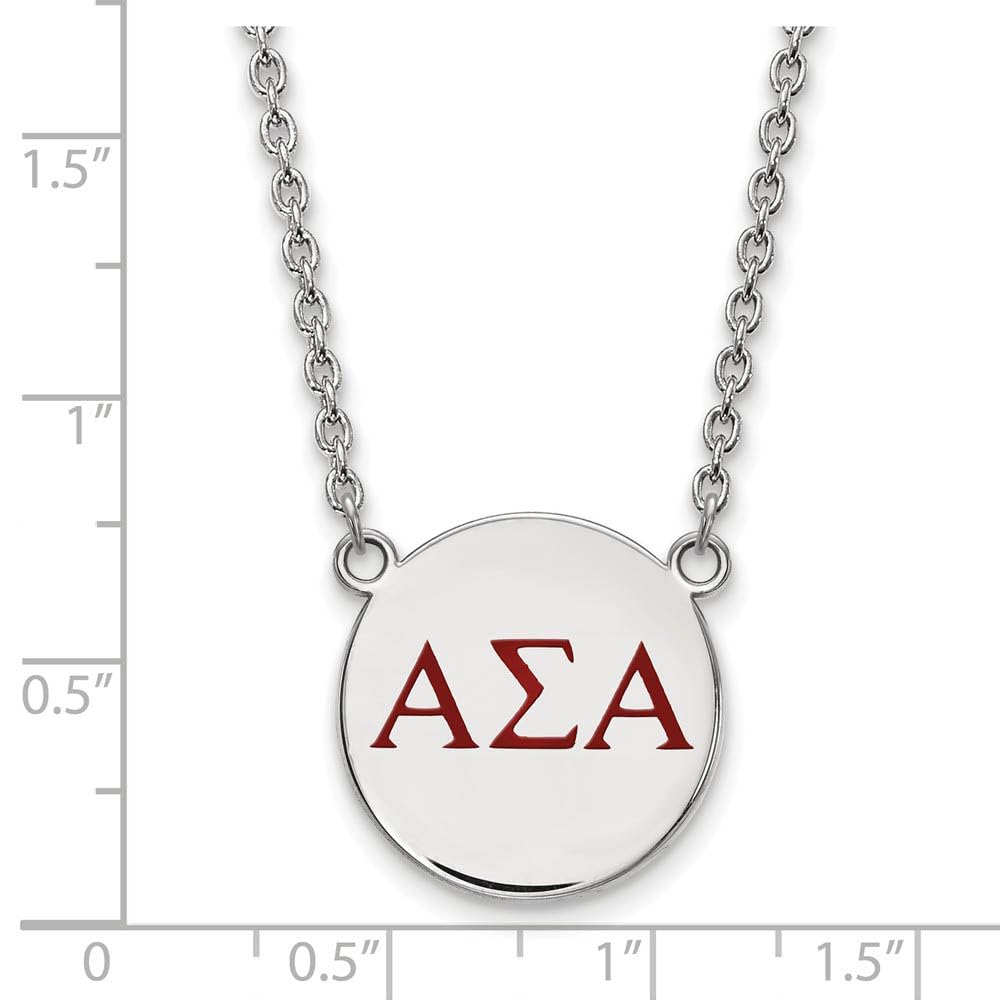 Sterling Silver 18in Official Licensed Greek Sororities Alpha Sigma Alpha (???) Small Enamel Pendant w/Necklace