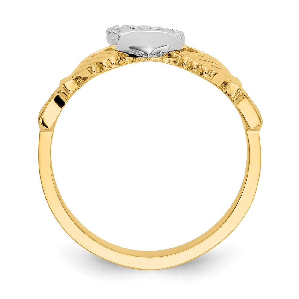 14k Two-tone Polished Claddagh Ring Size 6