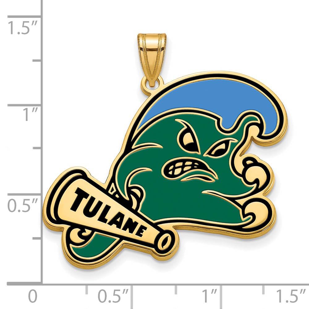 Logoart Sterling Silver Gp Tulane University Extra Large Enamel Pendant