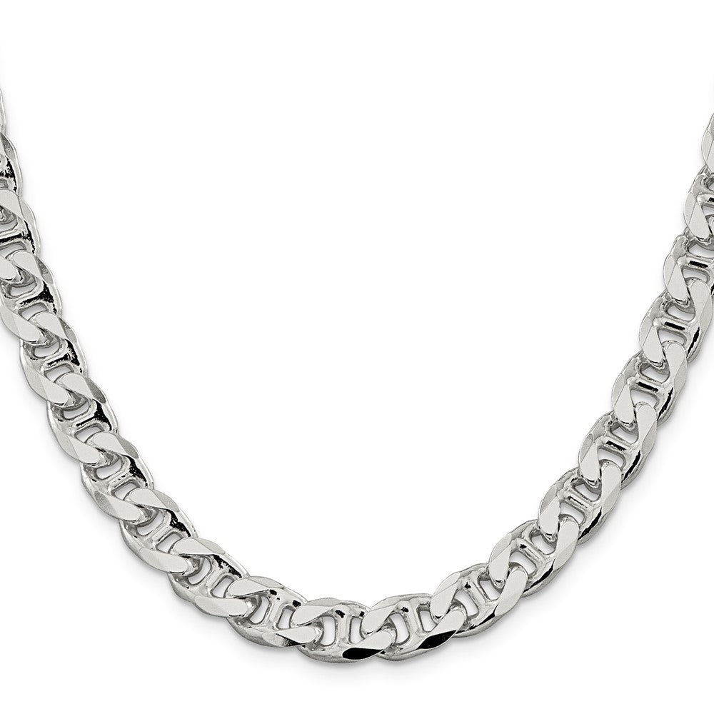 Sterling Silver 9mm D/C Flat Anchor Curb Chain 26 Inches