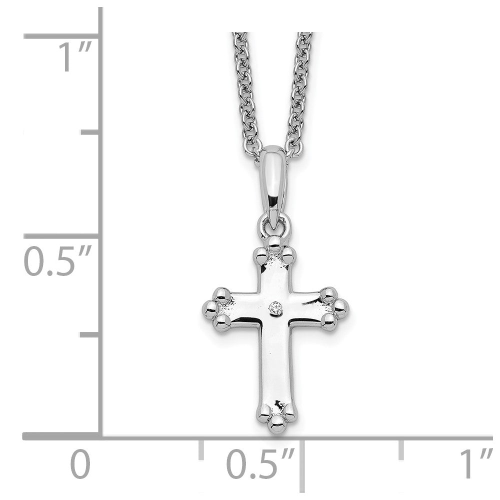 Sentimental Expressions Sterling Silver Rhodium-plated CZ Believe Big 14in. Necklace with 2in. ext 18 Inches