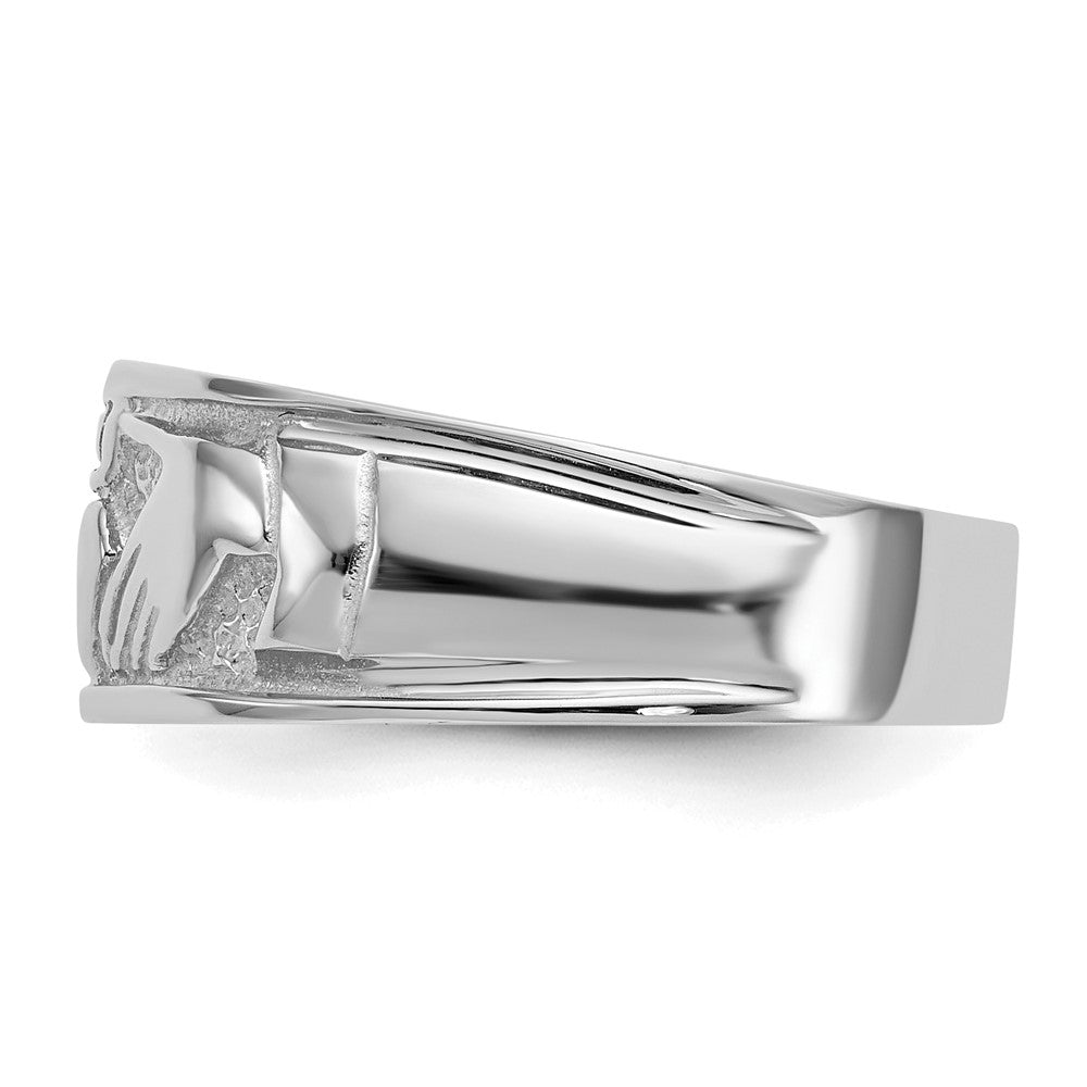 14k White Gold Ladies Polished Claddagh Band Size 7