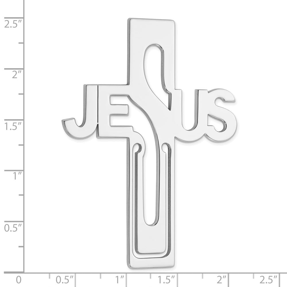 Sterling Silver Rhodium-plated Jesus Cross Bookmark QQ589