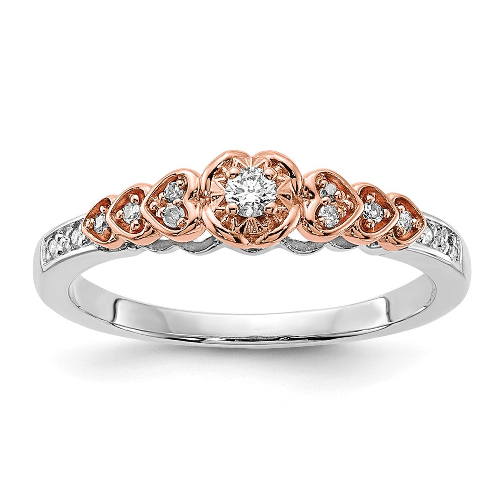 10K Two Tone Diamond Heart Ring