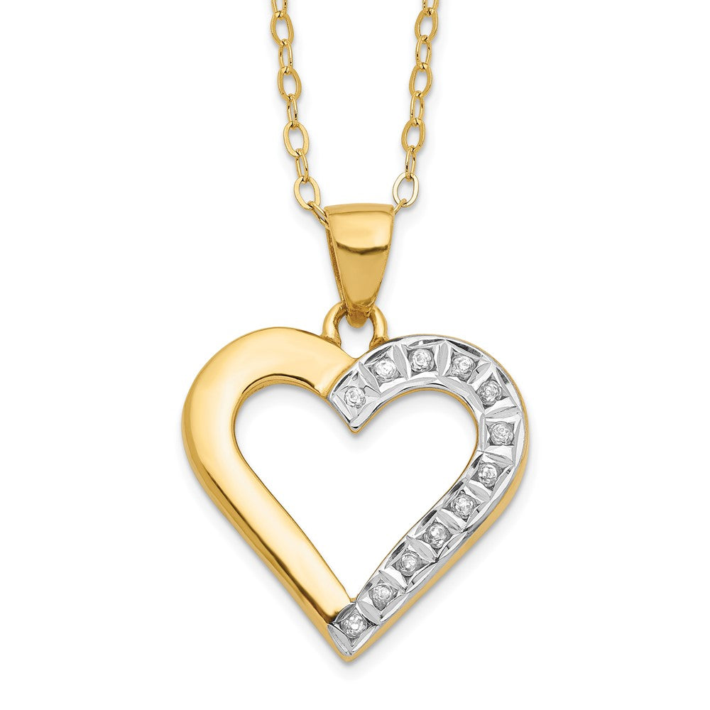 Diamond Fascination Diamond Mystique Sterling Silver 18K Gold-plated Diamond Heart 18 Inch Necklace 18 Inches