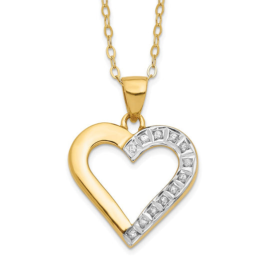 Diamond Fascination Diamond Mystique Sterling Silver 18K Gold-plated Diamond Heart 18 Inch Necklace 18 Inches