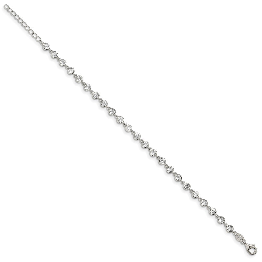 Sterling Silver Rhodium-plated W/ 1 in ext. CZ Bracelet 7 inches