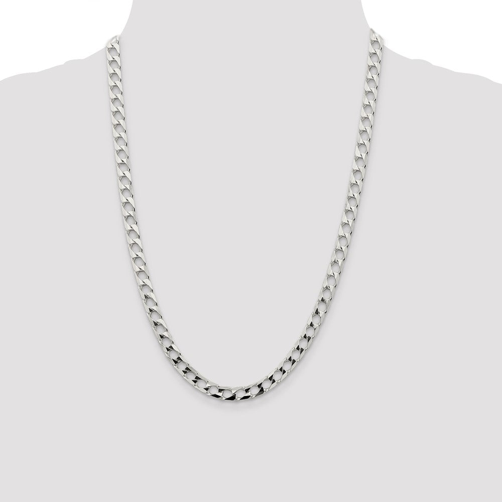 Sterling Silver 6.25mm D/C Square Curb Chain 24 Inches
