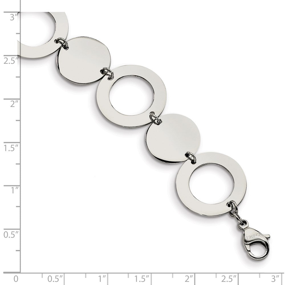 Stainless Steel Polished Circles 7.5in Bracelet 7.25 inches