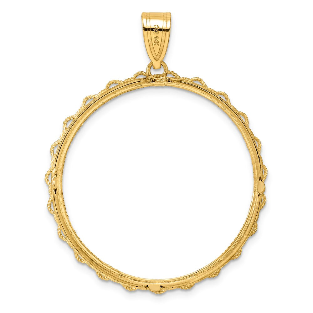 14k Diamond Cut Rope with 32.0mm Prong Coin Bezel Pendant