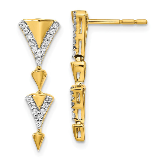14k Diamond Fancy Post Dangle Earrings