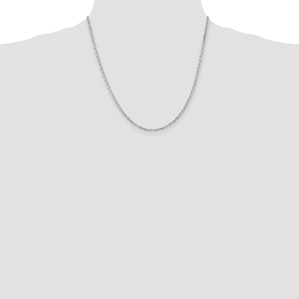 Sterling Silver 2.75mm Beveled Oval Cable Chain 20 Inches
