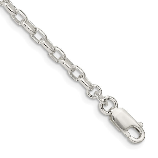 Sterling Silver 3.2mm Oval Fancy Rolo Chain 8 inches