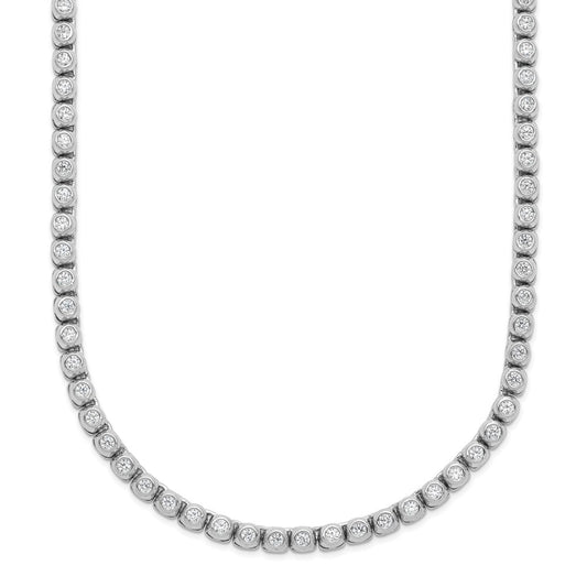 Sterling Shimmer Sterling Silver Rhodium-plated Bezel Set 1.7mm CZ 159 Stone 20 inch Necklace 20 Inches