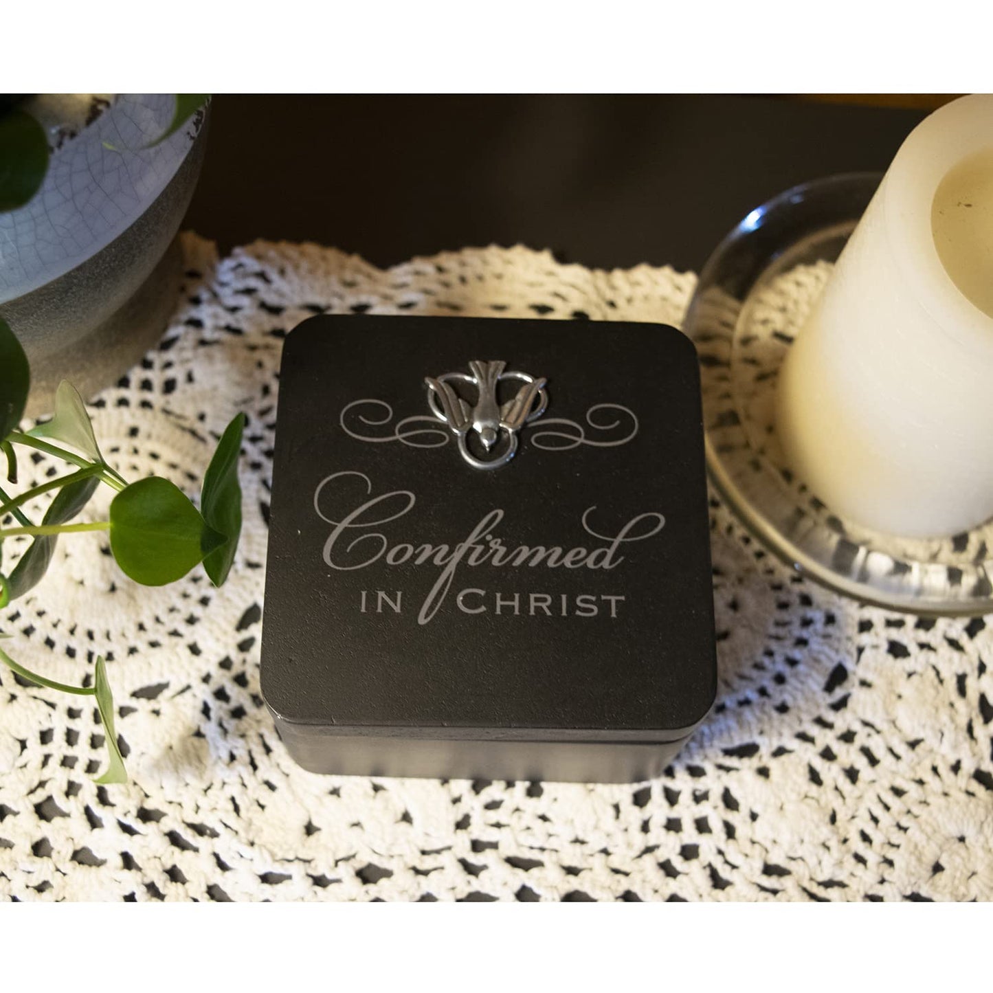 Cathedral Art Abbey & CA Gift Confirmation Black Trinket Box W/Magnetic Cover, One Size, Multi