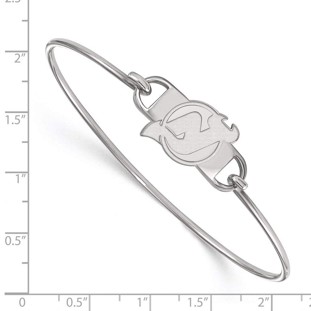Sterling Silver Rhodium Plated NHL LogoArt New Jersey Devils Wire Bangle