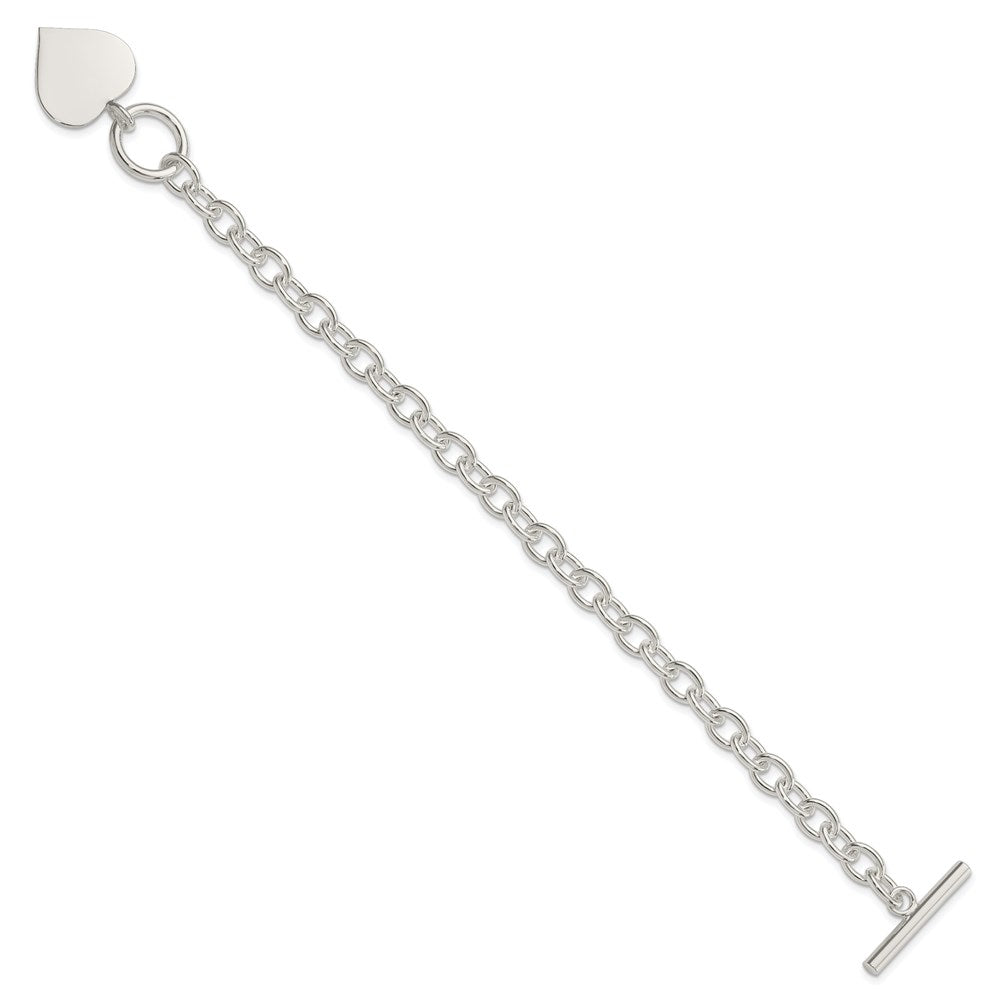 Sterling Silver Engraveable Heart Bracelet 7.5 inches