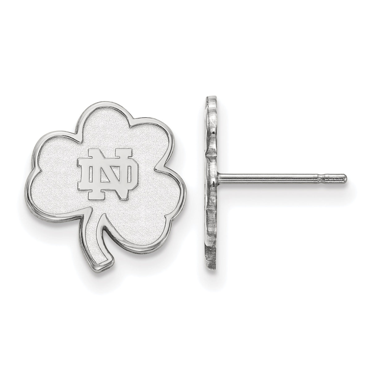 Sterling Silver Rhodium-plated LogoArt University of Notre Dame Shamrock Extra Small Post Earrings #Q-SS065UND