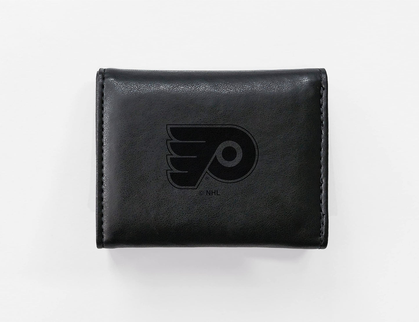 Hockey Rico Industries Philadelphia  Black Laser Engraved Trifold Laser Engraved Tri-Fold Wallet - Men's Accessory