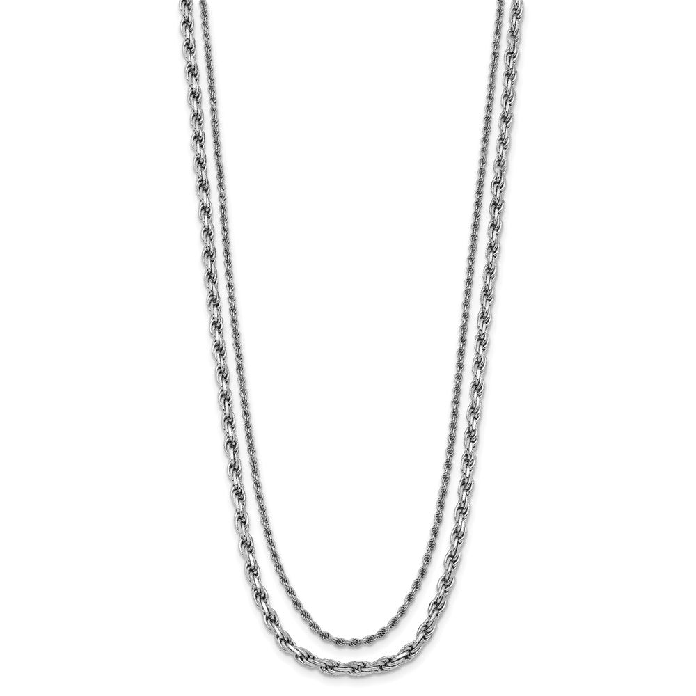 Sterling Silver RH-plated Polished 2-Strand with 1.5in ext. Neckla