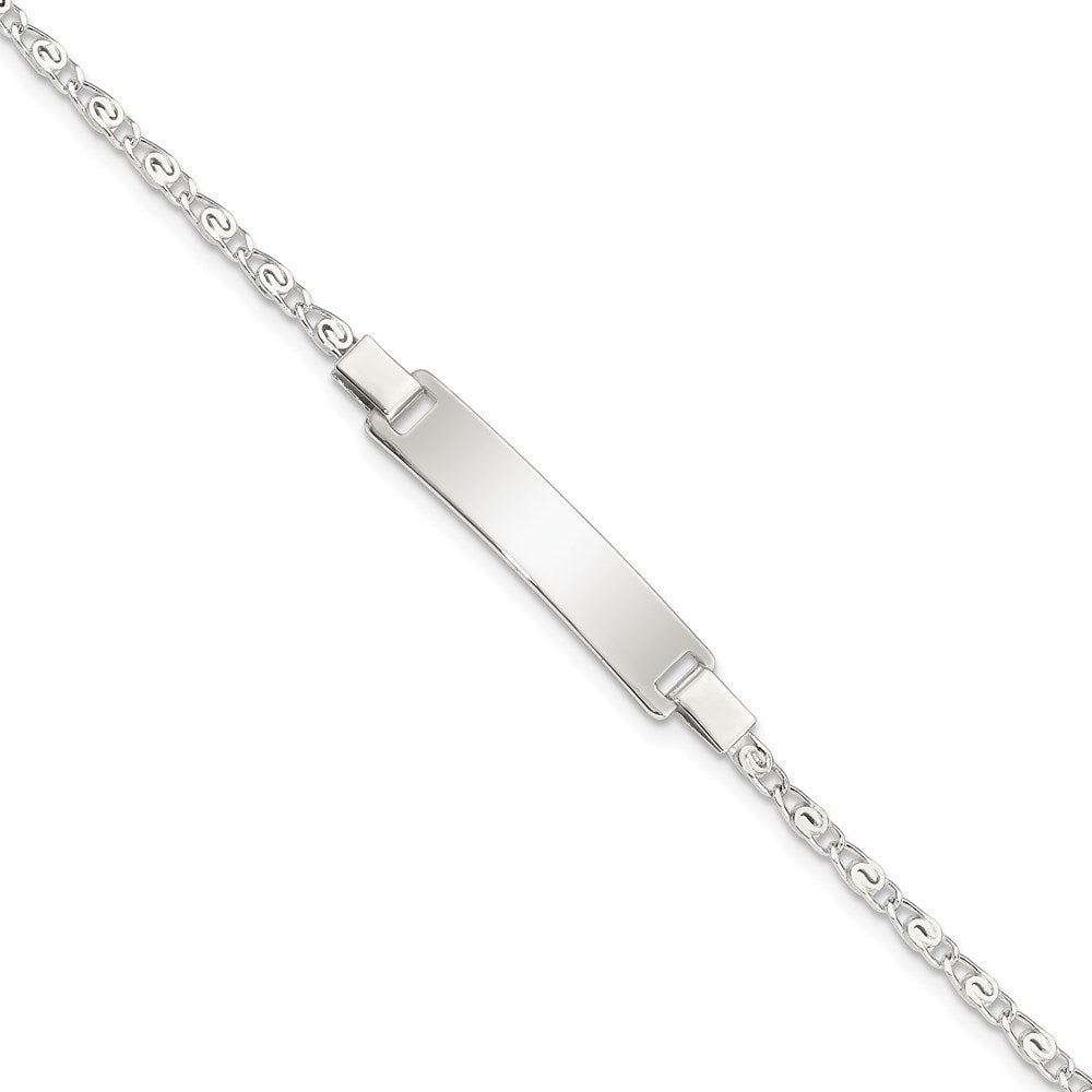 Sterling Silver Polished Engraveable Children's ID Bracelet 6 inches