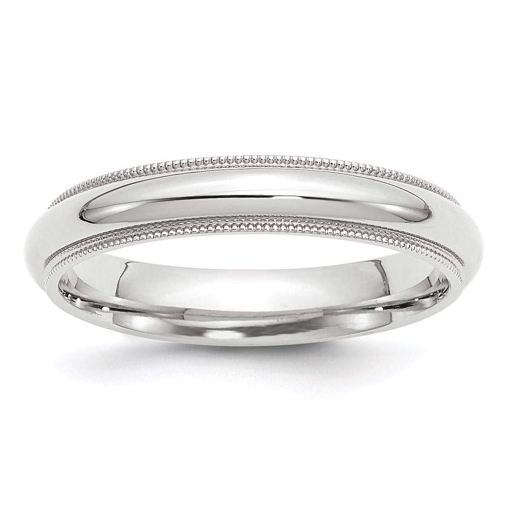 10k White Gold 4mm Milgrain Half Round Comfort Fit Wedding Band Size 6