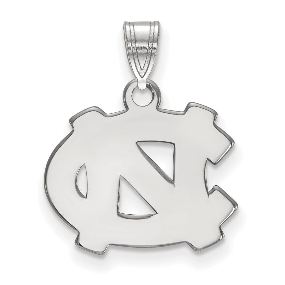 Sterling Silver Rhodium-plated LogoArt University of North Carolina N-C Small Pendant Q-SS002UNC