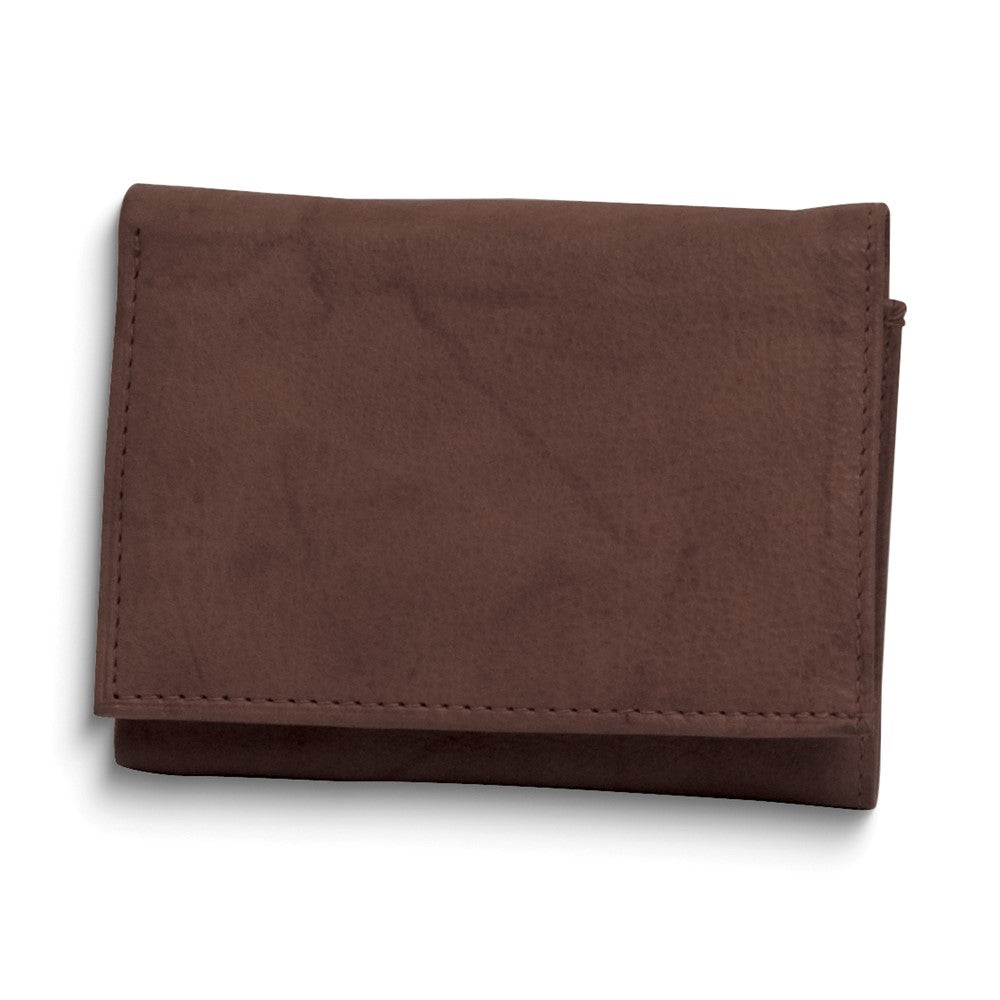 Mens Brown Distressed Leather 9-Slot Tri-fold Wallet