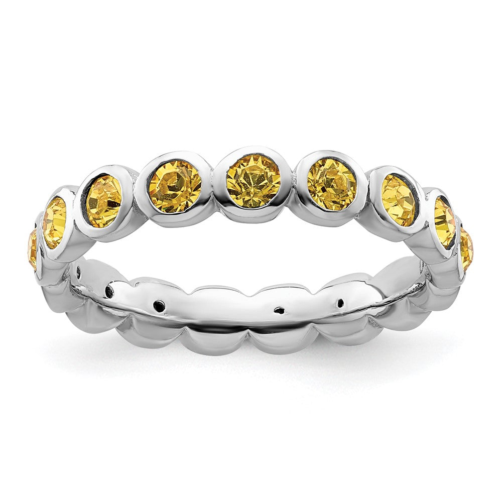 Sterling Silver Stackable Expressions November Crystal Ring Size -5