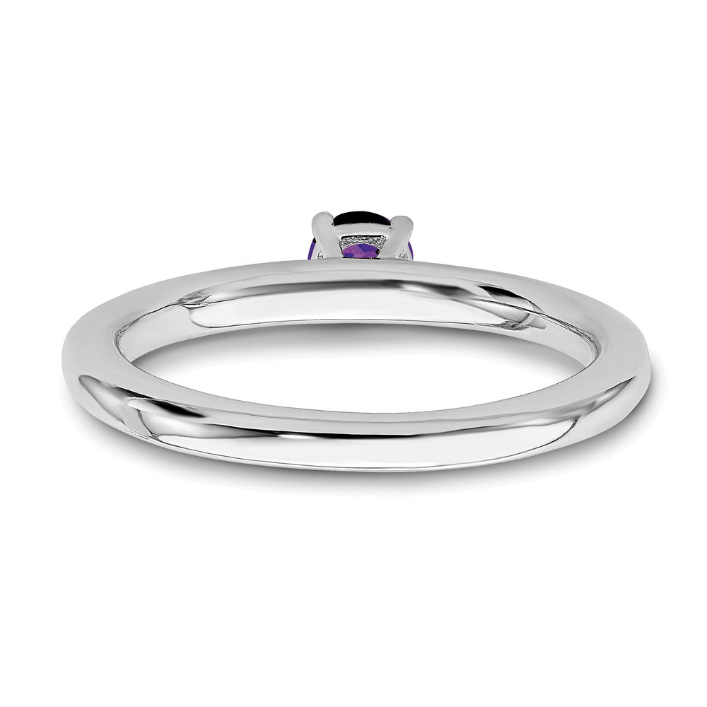 Sterling Silver Stackable Expressions Rhodium Amethyst Ring