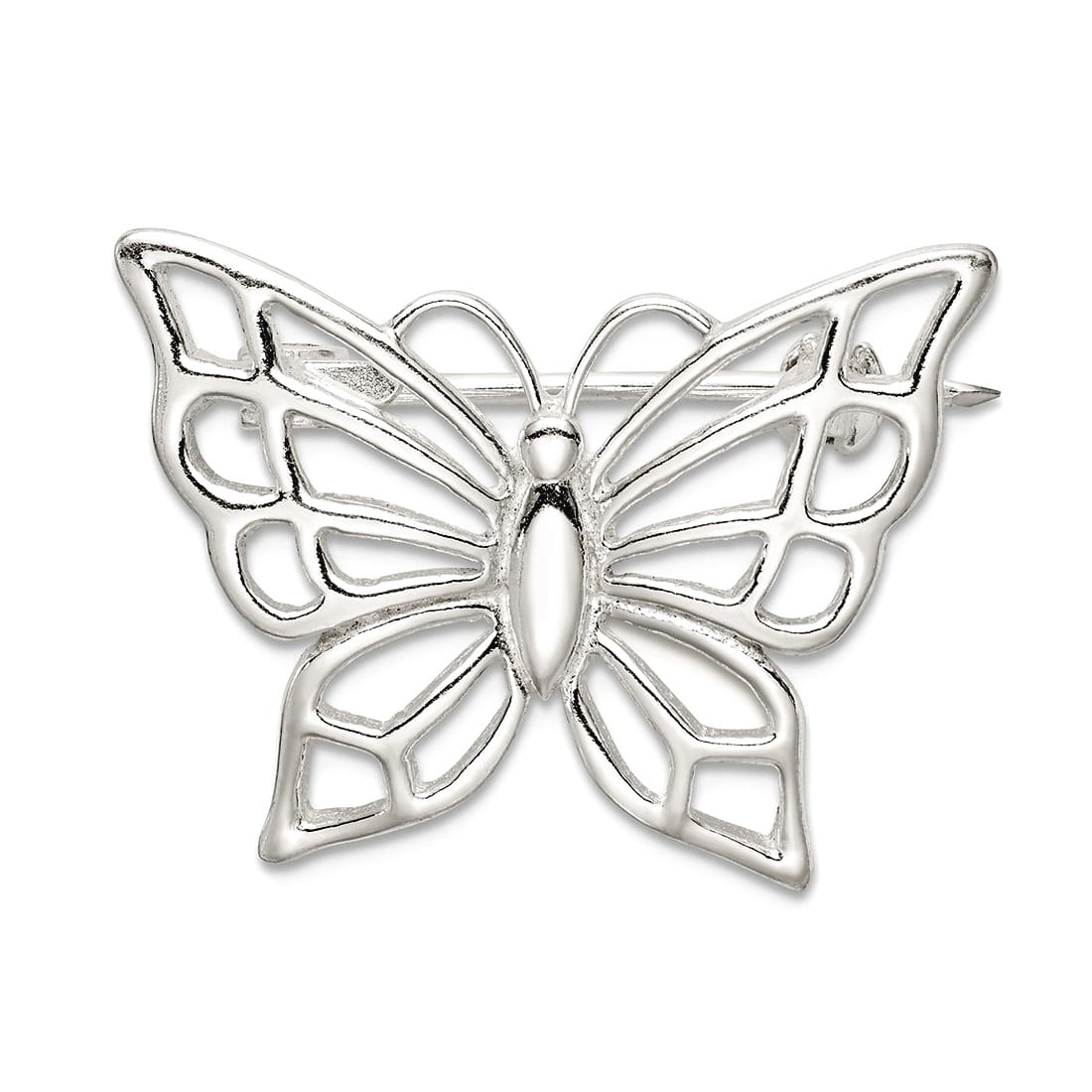 925 Sterling Silver Solid Polished Butterfly Angel Wings Pin 20x28.5mm Wide Brooches and Pin for Women