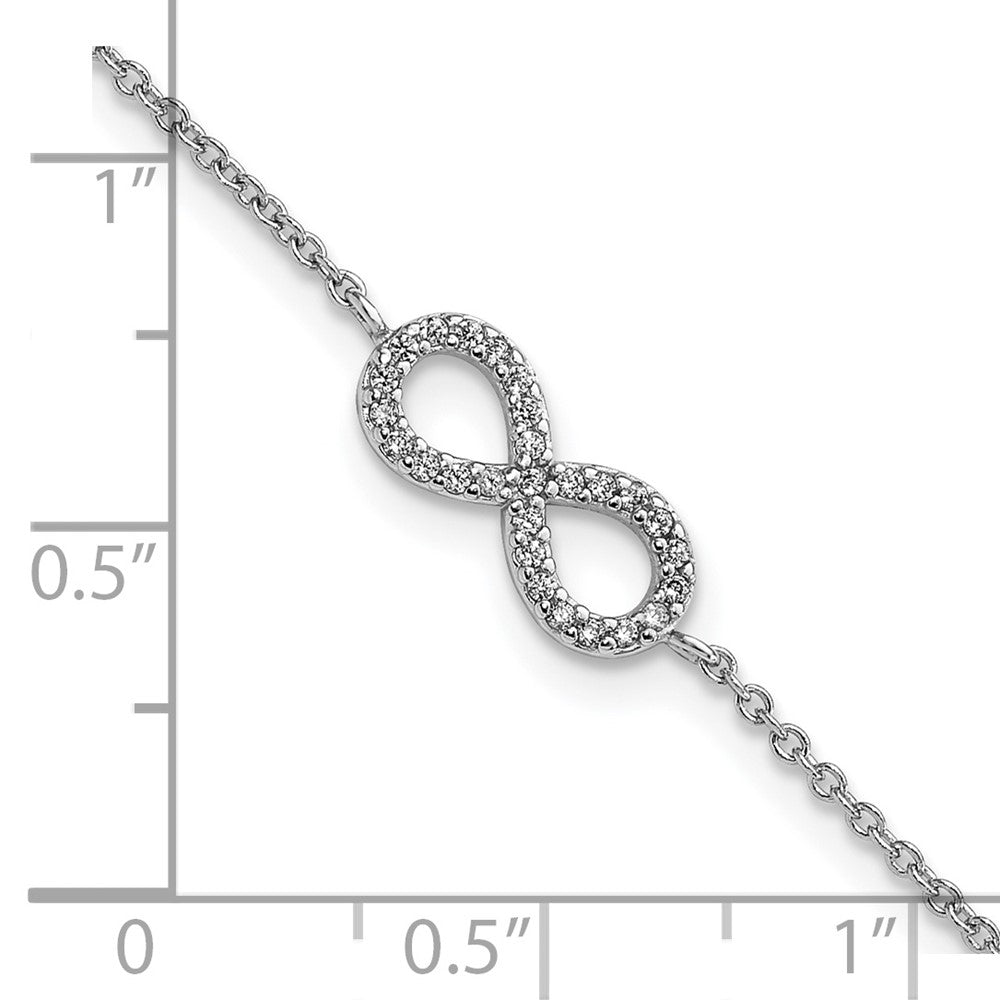 Cheryl M Sterling Silver Rhodium-plated Brilliant-cut CZ Infinity 7 Inch Bracelet with 1 Inch Extender 8 inches